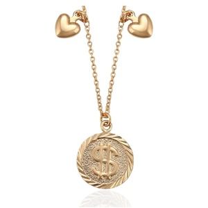 Gold Dollar Sign Pendant Necklace 18k Gold Plated